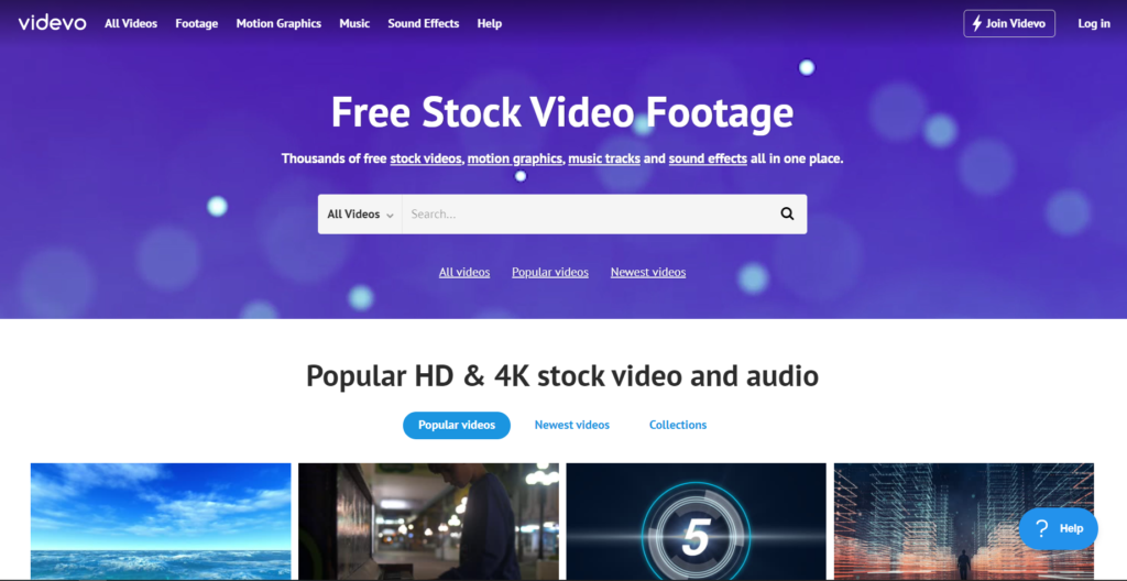 Banco de vídeos gratuitos - VIDEVO 